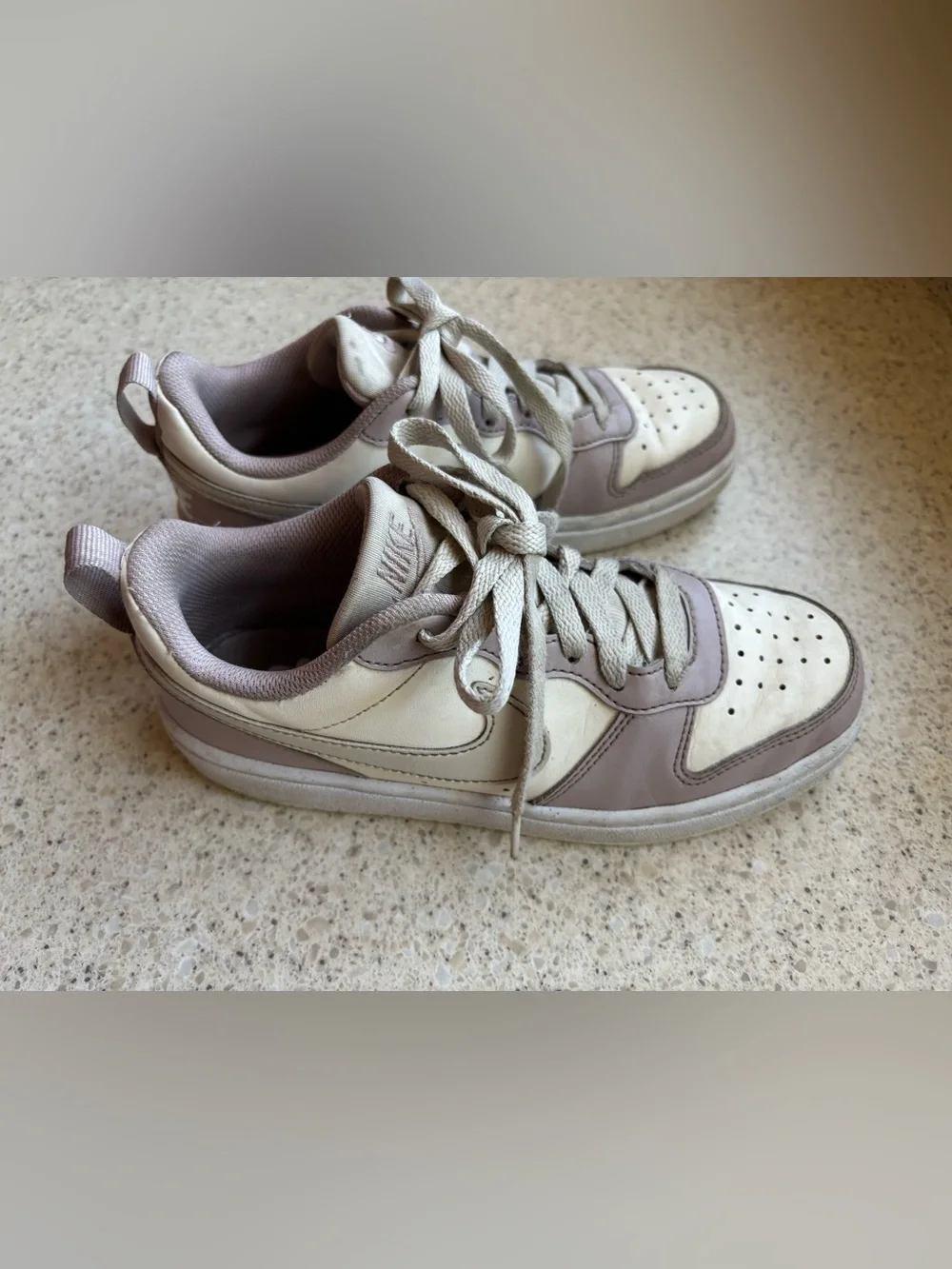 Nike Kids Shoes Court Borough Low Recraft Sneakers White Grey Purple in Size 3.5